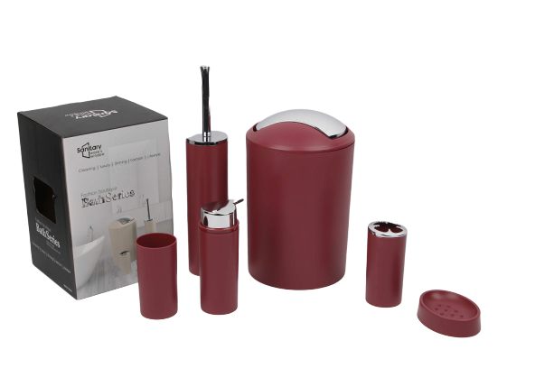 SET ACCESSOIRES SALLE DE BAIN 6 PCS ROUGE UNI SET ACCESSOIRES SALLE DE BAIN 6 PCS ROUGE UNI