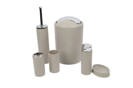 SET ACCESSOIRES SALLE DE BAIN 6 PCS BEIGE UNI