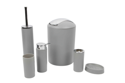 SET ACCESSOIRES SALLE DE BAIN 6 PCS GRIS UNI