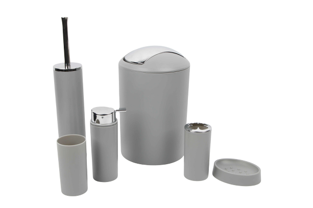 SET ACCESSOIRES SALLE DE BAIN 6 PCS GRIS UNI SET ACCESSOIRES SALLE DE BAIN 6 PCS GRIS UNI