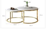 TABLE DE BASSE DUO DORE MARBRE BLANC 80X60CM