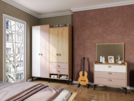 BELLA PINK COMMODE+MIROIR