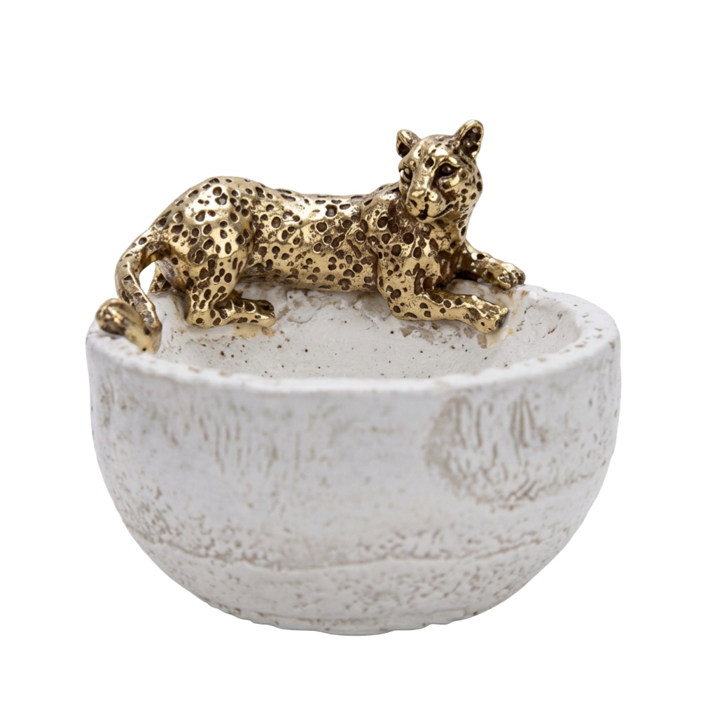 BOITE DECORAT LÉOPARD DORÉ 18×18,2×14,5 CM