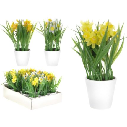 PLANTE ARTIFICIEL NARCISSUS  A POT BLANC  22 CM