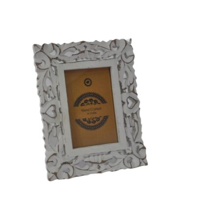 CADRE PHOTO MANDALA 10X15 CM SCULPTEE BLANC MDF 22X2X27