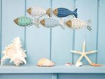 5 POISSONS DECO MURALE  28x2.5x14 CM