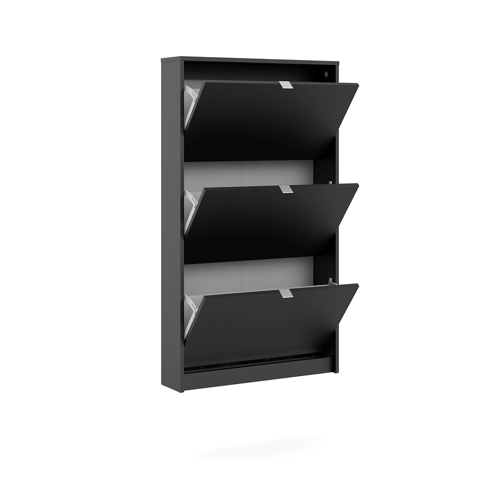MEUBLE CHAUSSURES AVEC 3 PORTES MAT NOIR