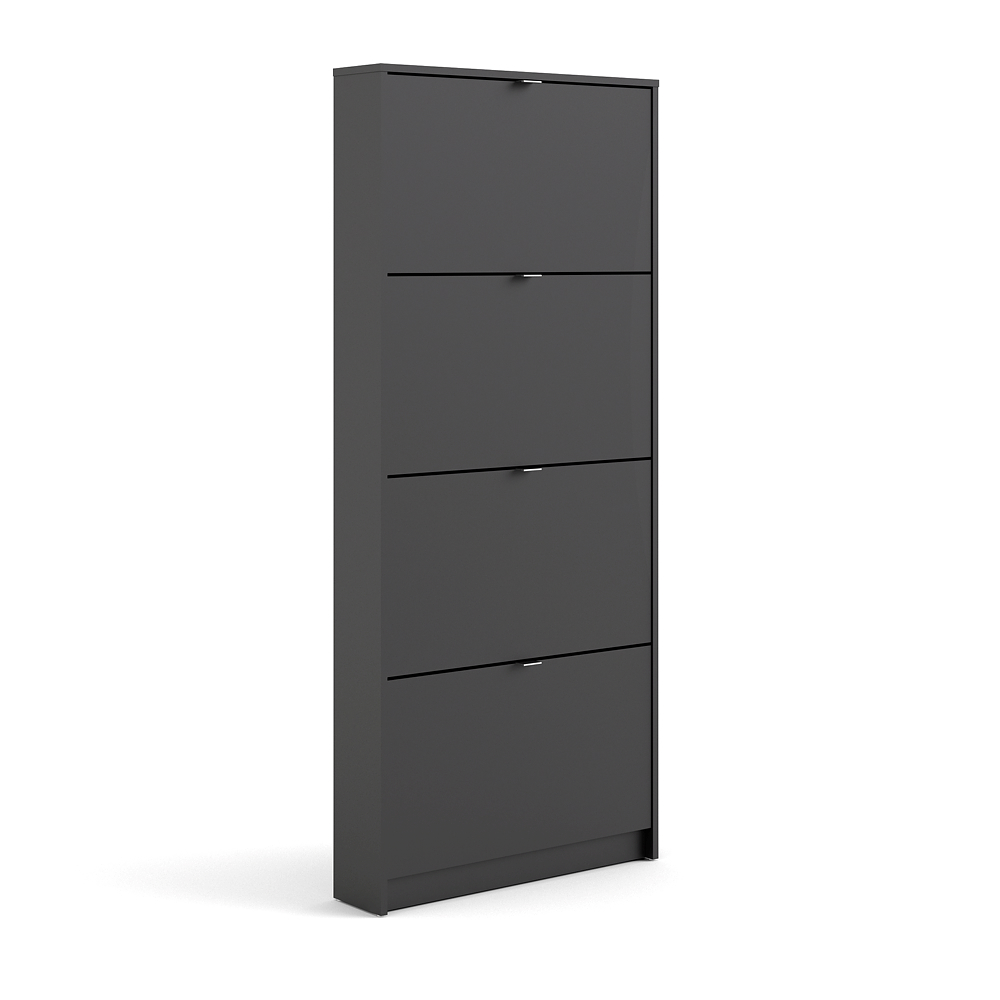 MEUBLE À CHAUSSURES 4 PORTES BASCULANTES ET 1 COUCHES NOIR MAT NOIR MAT