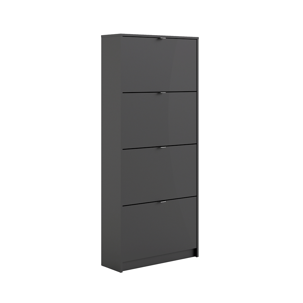 Meuble à chaussures w. 4 portes basculantes et 2 couches noir mat noir mat