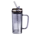 MUG EN VERRE RAYER +PAILLE