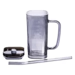 MUG EN VERRE RAYER +PAILLE