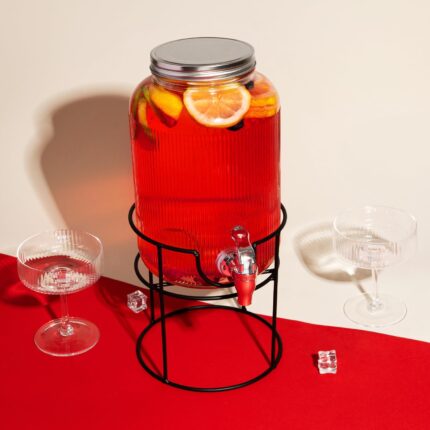 DISTRIBUTEUR DE BOISSONS EN VERRE SUPPORT MÉTAL 3,5L