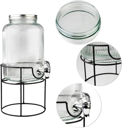 DISTRIBUTEUR DE BOISSONS EN VERRE SUPPORT MÉTAL 3,5L