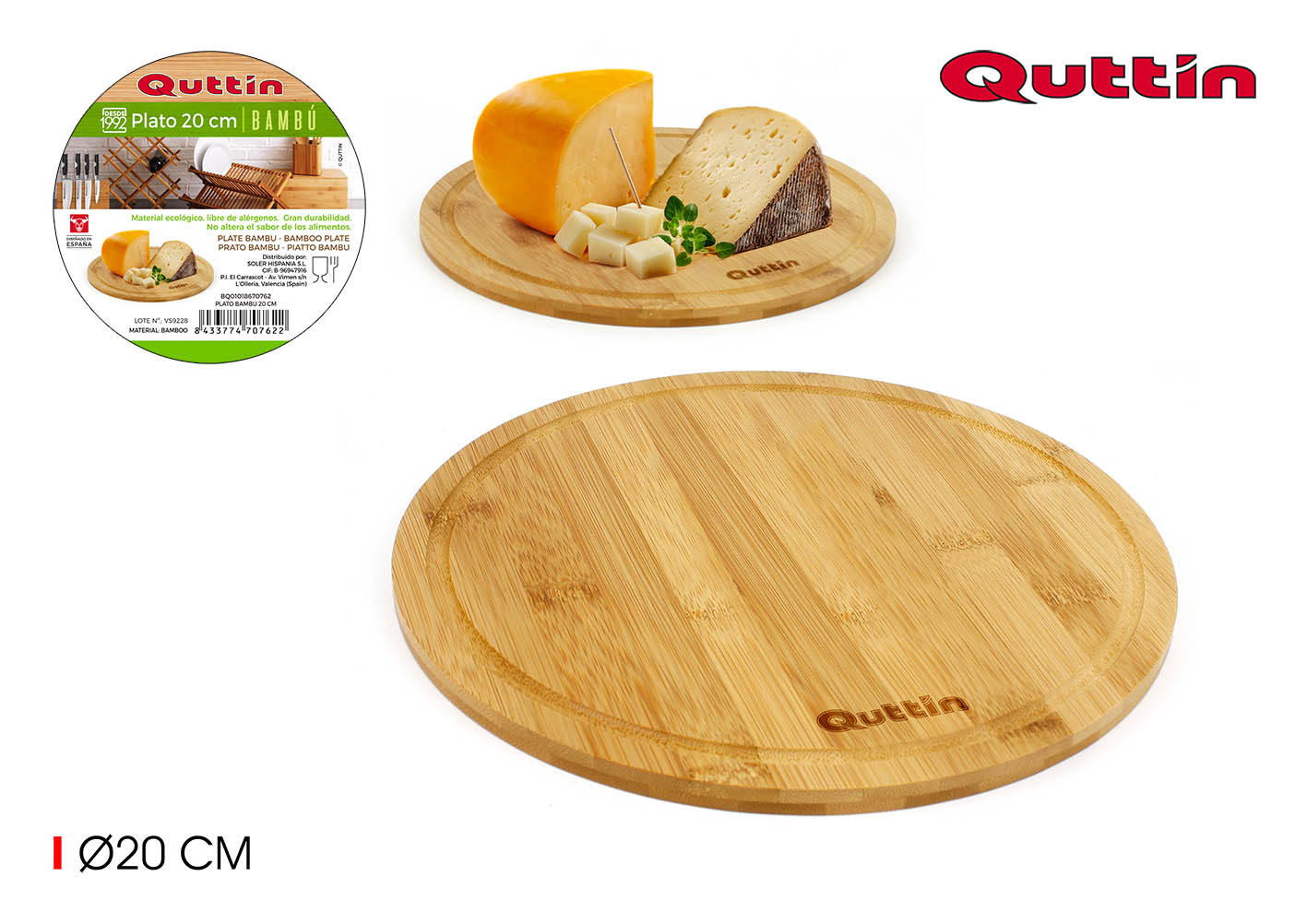 PLATEAU BAMBU 20CM QUTTIN