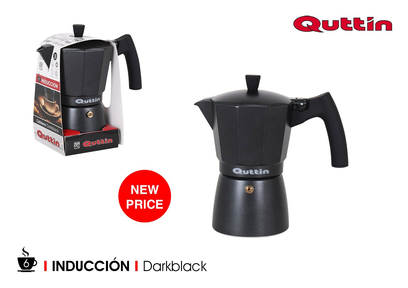 CAFETIERE INDUCTION . 6 TASSES NOIR