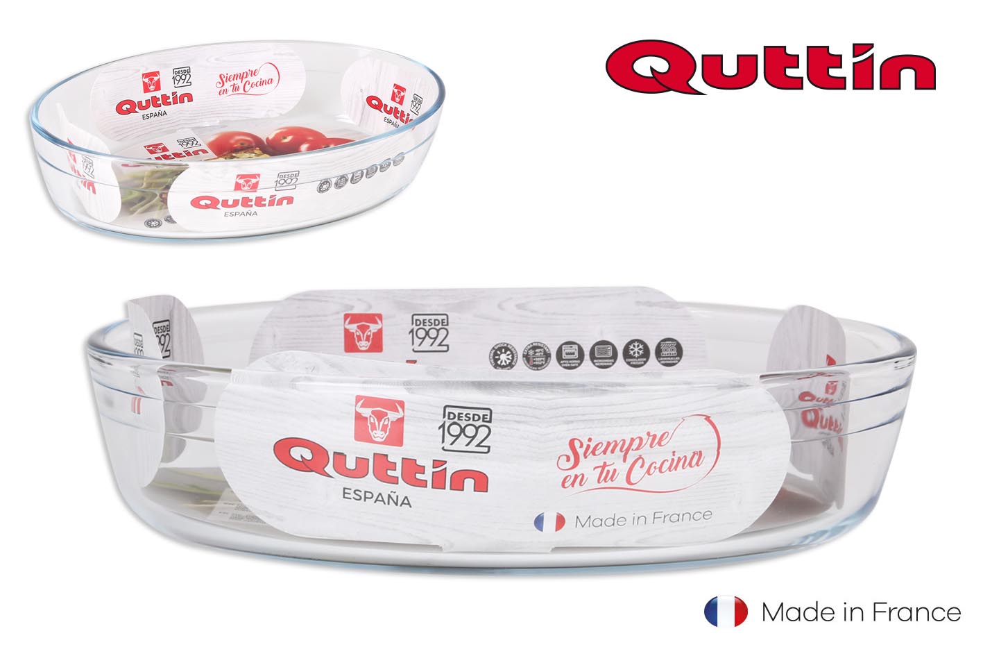PLAT VERRE OVAL 26x18 CM 1.8L QUTTIN