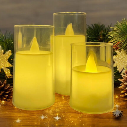 ACRYLIC LED BOUGIE SET  4x5 CM