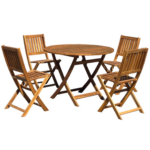 FAMIROSA SET DE TABLE ROND EN BOIS ACACIA 100x74 CM +4 CHAISES