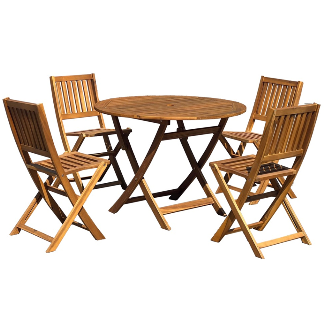 FAMIROSA SET DE TABLE ROND EN BOIS ACACIA 100x74 CM +4 CHAISES FAMIROSA SET DE TABLE ROND EN BOIS ACACIA 100x74 CM +4 CHAISES