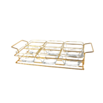 AMUSE BOUCHE 6 BOLS EN VERRE+ SUPPORT METAL DORE