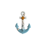 ANCRE DECORATIF EN BOIS AVEC MOTIF HIPPOCAMPE  22,5x2x33CM