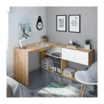 ARTIK BUREAU MODULABLE EN BOIS AVEC ETAGERES BLANC
