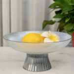 ASSIETTE À RAYURES AVEC SUPPORT EN VERRE 25 X 12 CM