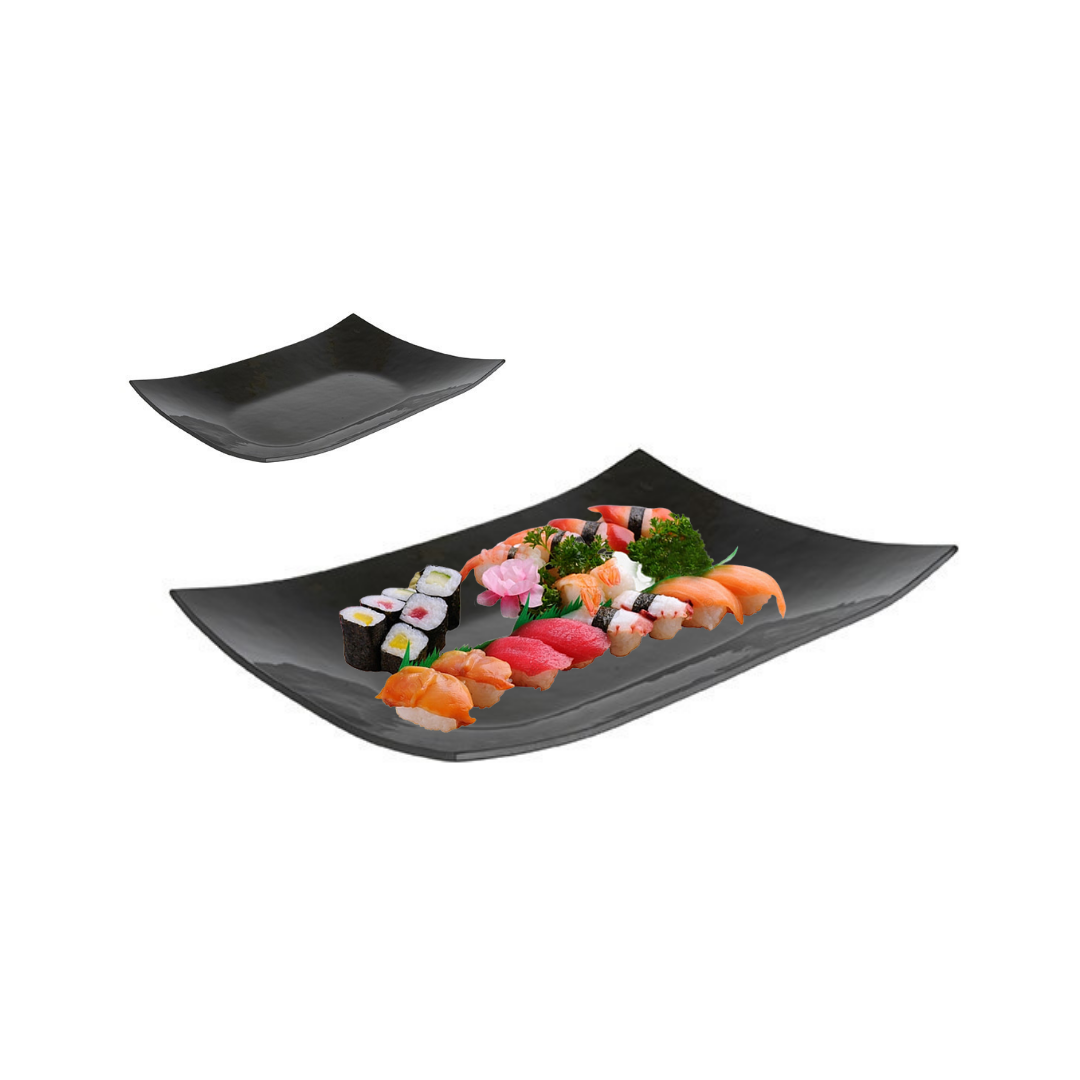 ASSIETTE EN VERRE NOIR RECTANG L 24.0CM ASSIETTE EN VERRE NOIR RECTANG L 24.0CM