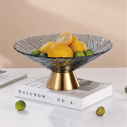 ASSIETTE GÂTEAU EN VERRE SUPPORT PIEDS DORÉES GF