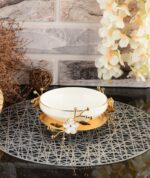 ASSIETTE PORCELAINE BLANCHE AVEC SOUS PLAT FLORAL DORE 15 CM