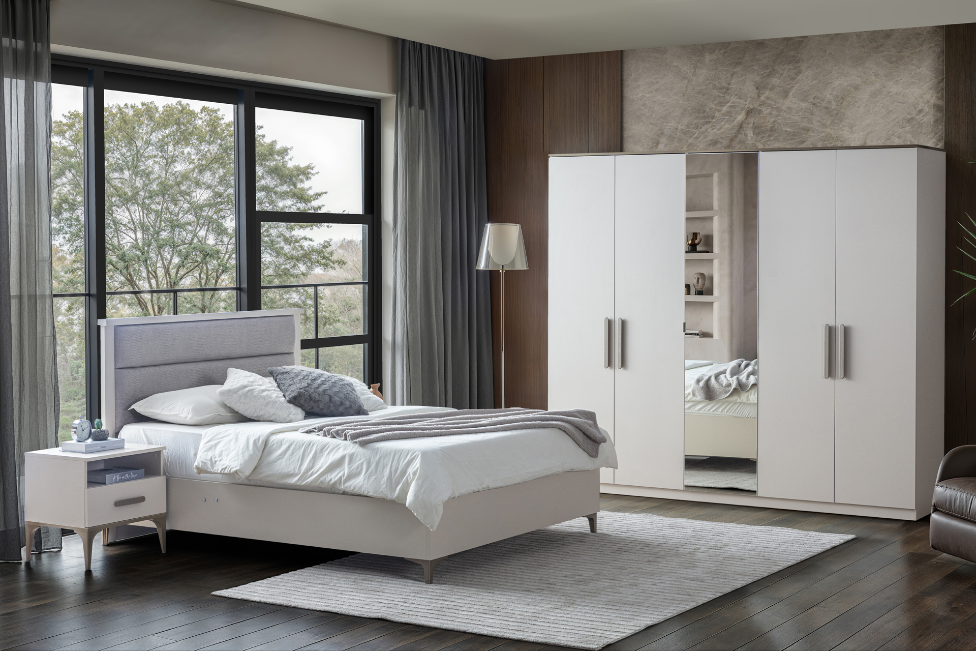 ADA PACK LIT 160X200 CM + 2 CHEVETS + COMMODE + MIROIR