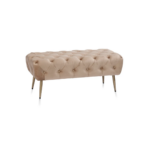 BANC POUF VELOURS BEIGE