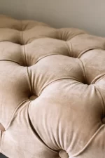BANC POUF VELOURS BEIGE