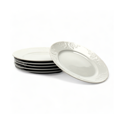 BATALHA SET 6  ASSIETTES PORCELAINE BLANCHE 23 CM