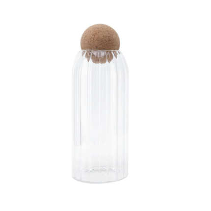 BOCAL ACRYLIC TRANSAPRENT GF COUVERCLE ROND BAMBOU