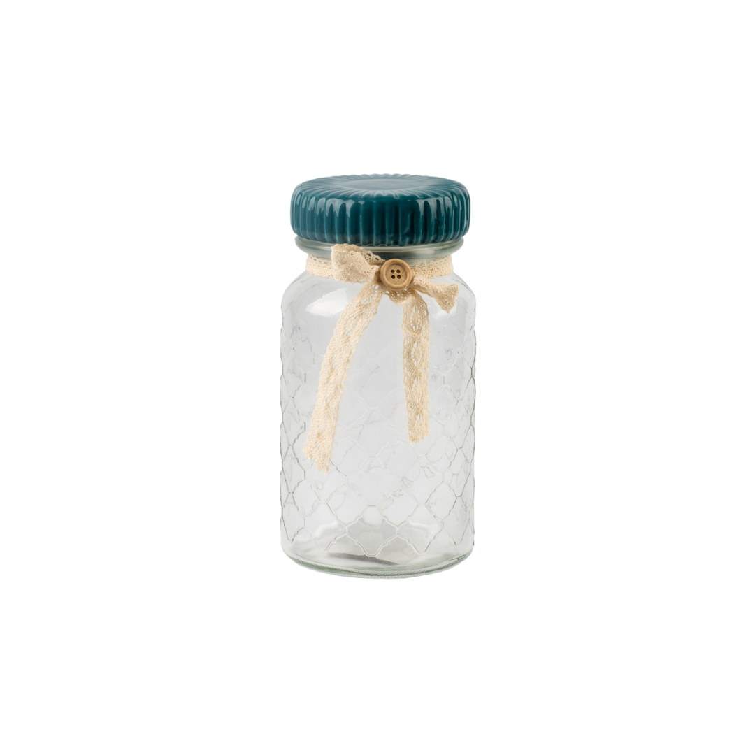 BOCAL EN VERRE TETE CERAMIQUE ET RIBBON BOCAL EN VERRE TETE CERAMIQUE ET RIBBON