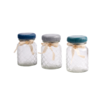 BOCAL EN VERRE TETE CERAMIQUE ET RIBBON