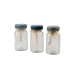 BOCAL EN VERRE TETE CERAMIQUE ET RIBBON
