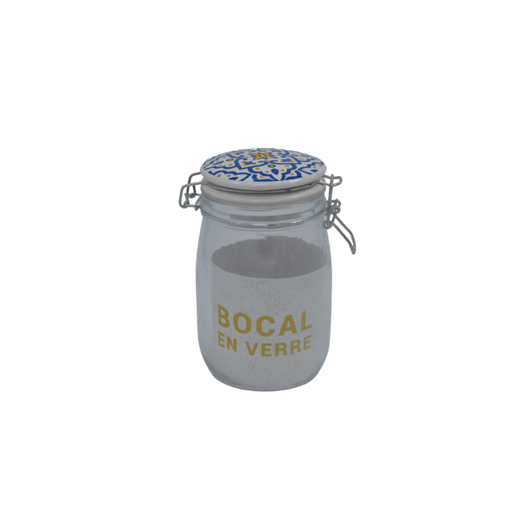 BOCAL HERMITIQUE EN VERRE TETE CERAMIQUE 1000ML BOCAL HERMITIQUE EN VERRE TETE CERAMIQUE 1000ML