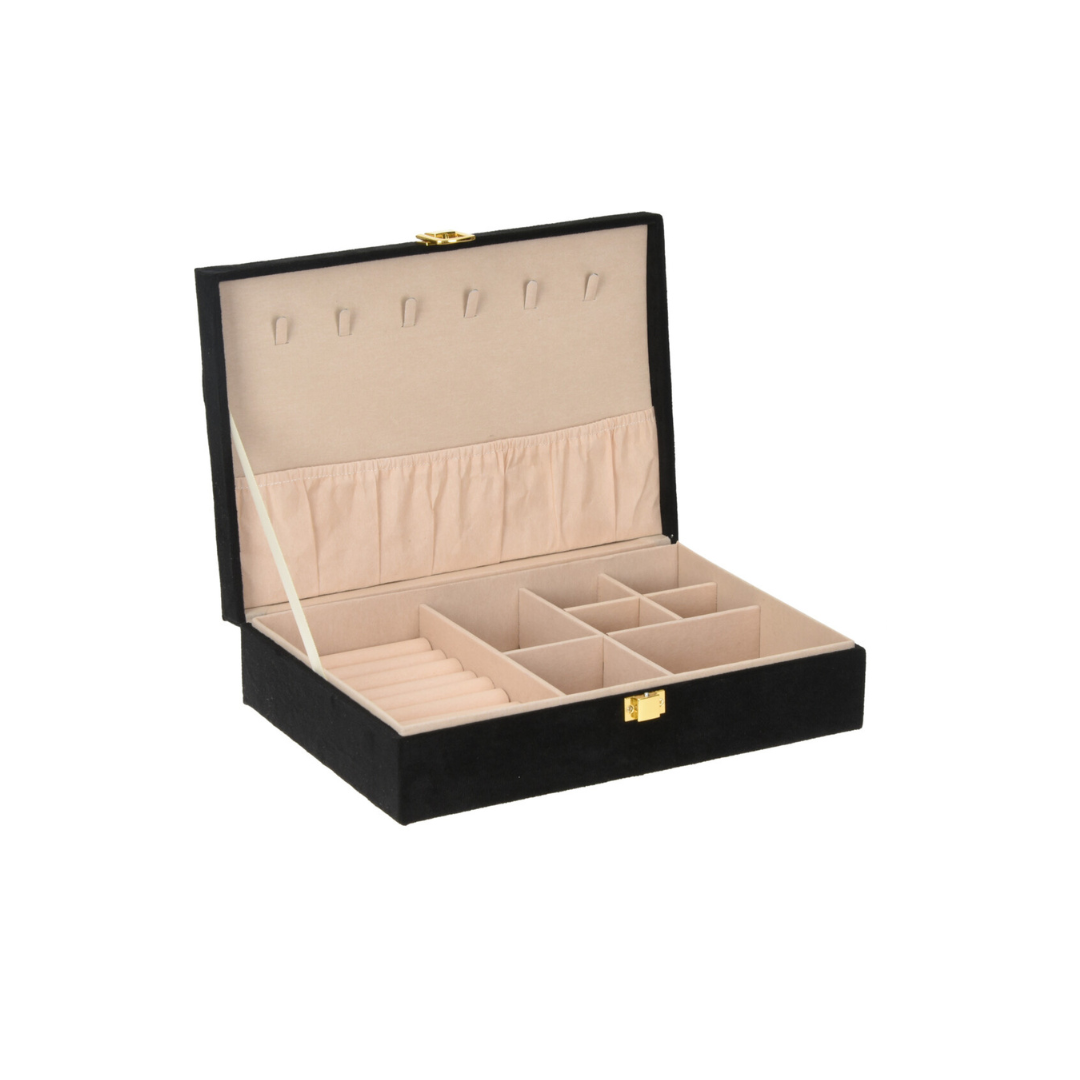 BOITE BIJOUX VELOURS NOIR BOITE BIJOUX VELOURS NOIR