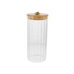 BOITE DE CONSERVATION EN VERRE GF COUVERCLE EN BAMBOU POIGNEE DOREE