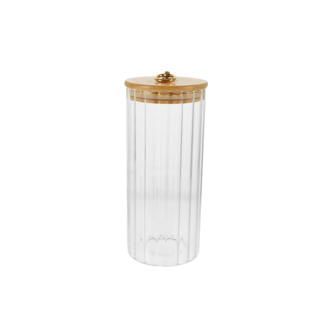 BOITE DE CONSERVATION EN VERRE MF COUVERCLE EN BAMBOU POIGNEE DOREE BOITE DE CONSERVATION EN VERRE MF COUVERCLE EN BAMBOU POIGNEE DOREE