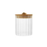 BOITE DE CONSERVATION EN VERRE PF  COUVERCLE EN BAMBOU POIGNEE DOREE