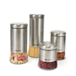 BOITE DE CUISINE VERRE+INOX  11.5X11.5X29CM
