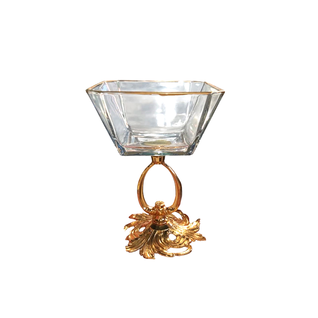 BOL EN VERRE 14 CM PRESTIGE AVEC PIED DORE BOL EN VERRE 14 CM PRESTIGE AVEC PIED DORE