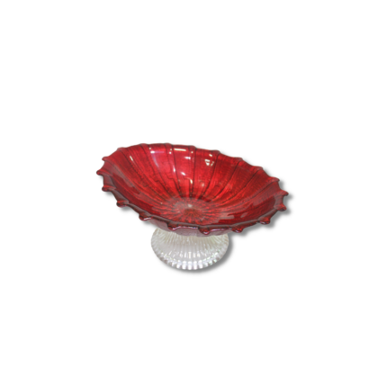 BOL EN VERRE OVAL A PIED ARINNAROUGE 21CM