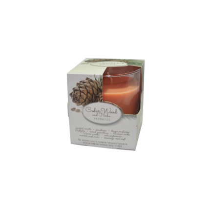 BOUGIE CEDAR WOOD POT EN VERRE AROMATISE  8X9 CM