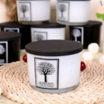 BOUGIE PARFUME BLANCHE AROMA TREE EN VERRE AVEC COUVER 730 G