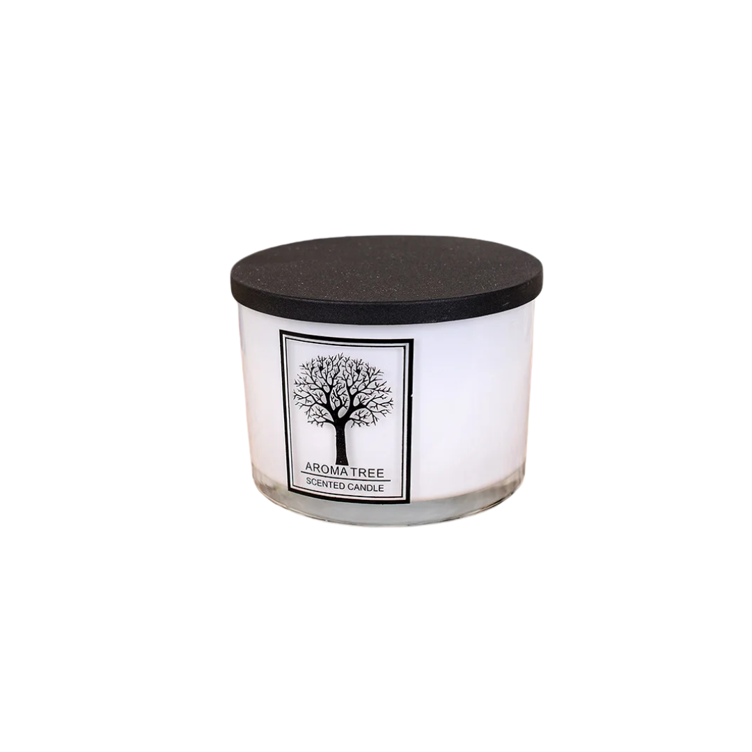 BOUGIE PARFUME BLANCHE AROMA TREE EN VERRE AVEC COUVER 730 G BOUGIE PARFUME BLANCHE AROMA TREE EN VERRE AVEC COUVER 730 G