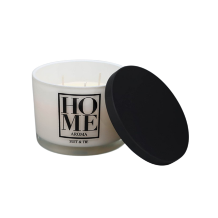 BOUGIE PARFUME HOME BLANCHE  EN VERRE AVEC COUVERCLE 730 G 11X8 CM